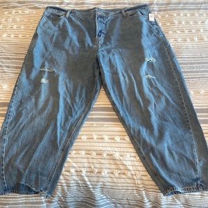 Old Navy distressed extra high-waisted non-stretch balloon jeans